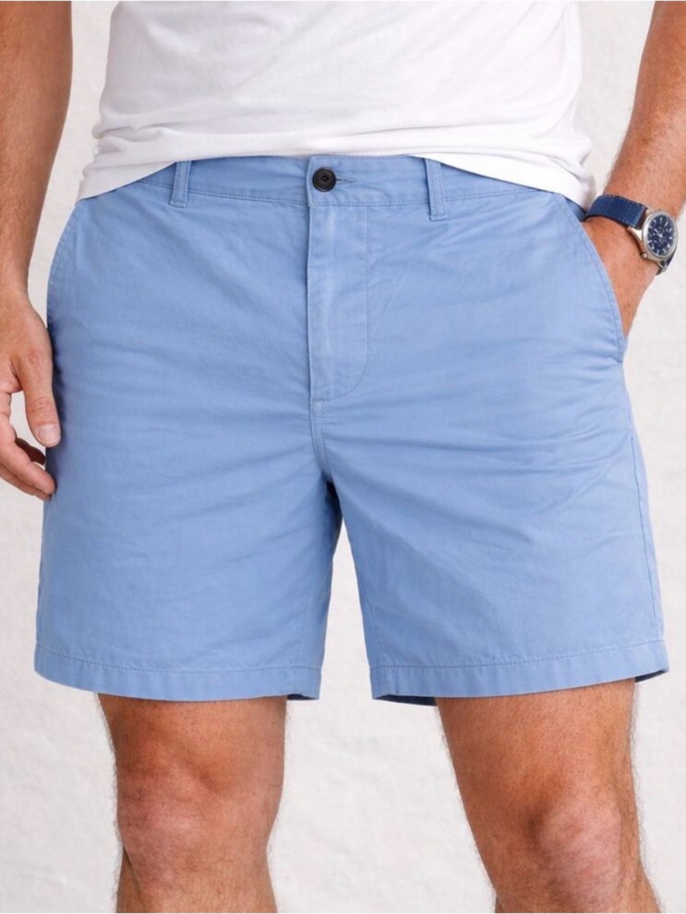 J. Crew Pale Blue Flat-Front Cotton Shorts